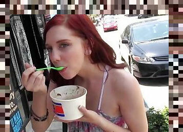 Incredible Ginger Maxx Gets Banged In Public After Buying Ice Cream