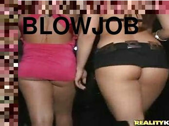 Dirty Chicks With Great Asses Serve Free Blowjobs At A Party