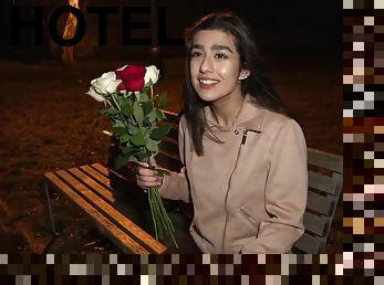Cute latina Aaeysha celebrates Valentine's Day with stranger in hotel