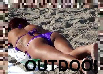 Sweet Nikki Chase In Purple Bikini Exposes Her Nice Ass Outdoors