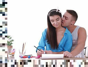 Teen sex video - Painting twat with cum load