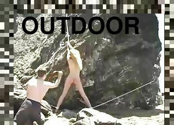 Slender Sadie Belle gets whipped and dominated outdoors