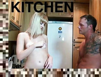 Sex in the kitchen with a divine blond chick Charlyse