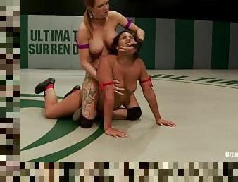 Two sexy and cruel babes are wrestling so rough