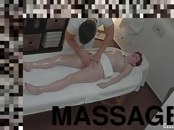 Luscious Redhead Rammed On Massage Table - Redhead