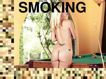 Smoking hot siren Danielle Trixie is rolling balls naked