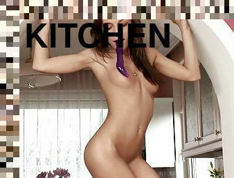 Desirable angel Nevena is making some love in the kitchen