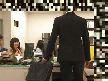 Hot Japanese with Big Boobs Pleasing Her Boss's Cock in the Office