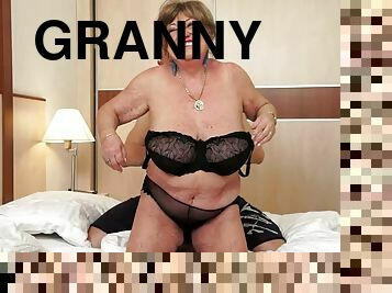 Fat granny Margitta gets her pussy toyed and fucked from behind