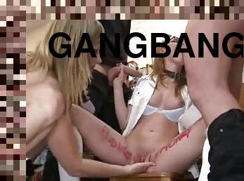 Fetish gangbang with Marie McCray in the public library