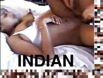 Indian girl and white man are having a wild interracial