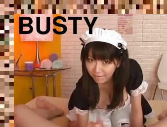 Busty Japanese maid gets in a wild POV action