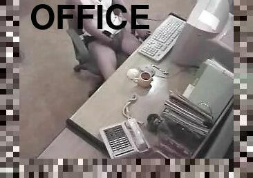 Slim office girl caught masturbating at her work place