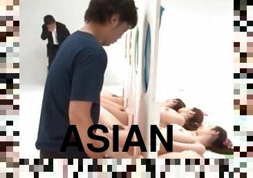 Naked asian hotties get cunts fucked in a sex contest