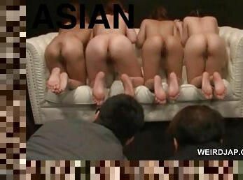 Naked asian sex slaves getting ass holes licked