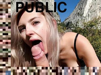 Hiking in Yosemite ends with a public blowjob by cute teen - Eva Elfie - Eva elfie