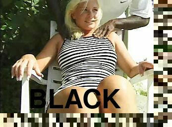 Big black cock pounds the asshole of a slutty blonde babe