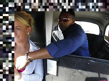 A hot female cab driver hooks up with a hung negro for 1st time