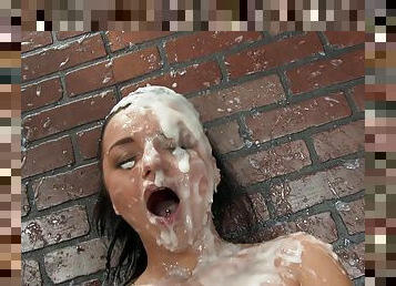 Exotic teen having a really messy adventure with a gloryhole dick