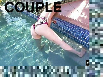 Nice ass dame in bikini stripping at the pool then ravished hardcore
