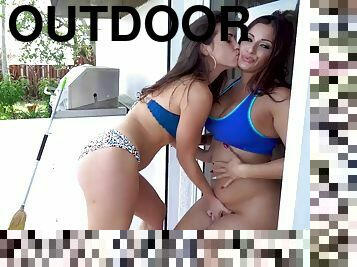 Hot latina sluts outdoor foreplay