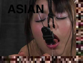 Bondage Asian doll anal getting drilled using toy in BDSM torture