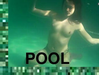 babes, ados, piscine, solo, petits-seins