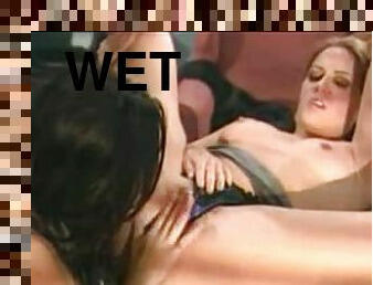 Girls on the desk eat wet pussy