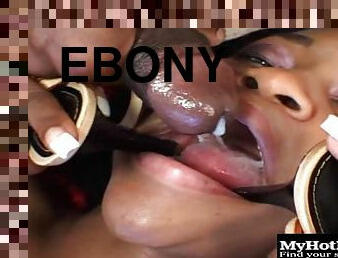 Ebony perfectly riding massive dick before swallowing cum