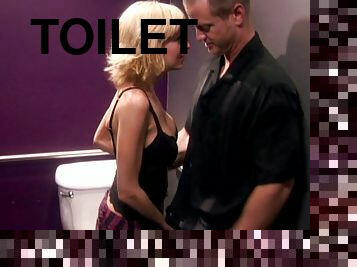 Blonde With Big Tits Fucked Hard In A Toilet By A Lucky Guy