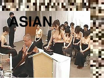 Asian church goers naked in public praying to god