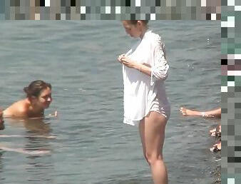 nudisti, ragazze-giovani, spiaggia, giovani18, tettine