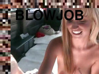 POV blowjob scene in the bus with hot blondie