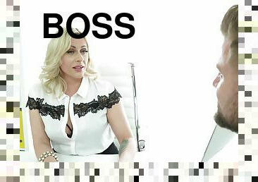 Horny blonde boss Brittany Bardot wants to be fucked in the ass