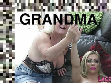 Large-Breasted Blond Licks Grandmas Cunt
