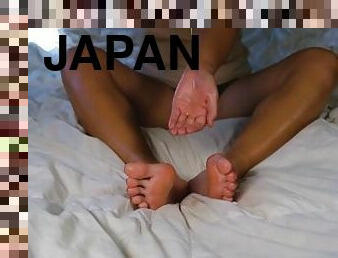 amatör, tonåring, japansk, massage, fötter, fetisch, ensam, ben, tår