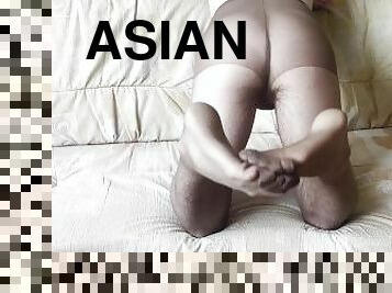 asiatique, collants, amateur, gay, fou, pieds, bas, européenne, euro, fétiche