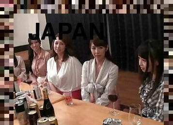 Doting Japanese girls at a party getting drunk then yell as they get fingered