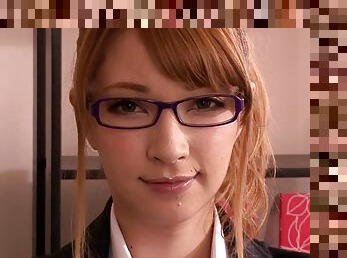 asiatique, lunettes, poilue, bureau-office, orgasme, hardcore, japonais, couple, bas, naturel