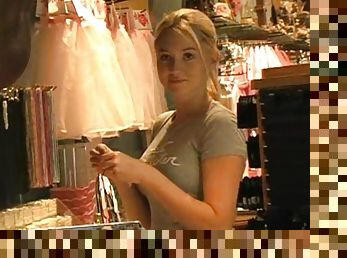 A trip to a store with well-endowed blondie Alison Angel