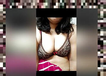 gros-nichons, amateur, indien, joufflue, tante, webcam, solo