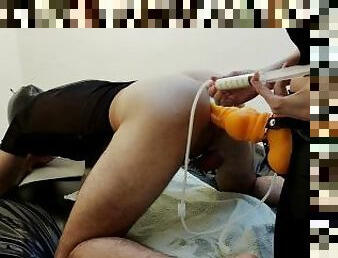 XXXBat Mistress using a big strapon on his slave. SWISOK Magga XXL