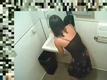 Piss fetish office whore peeing in the potty