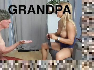 Punished grandpa with a belt by Femdom Austria