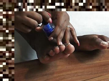 Ebony blue toenails painting by Foot Girls
