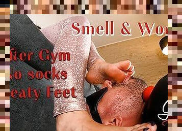 French Redhead Mistress Comes Back From The Gym And Makes Her Slave Worship Her Sweaty Feet