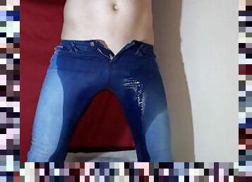 velho, mijando, magro, amador, maduro, adolescente, mais-velho, fetiche, sozinho, jeans