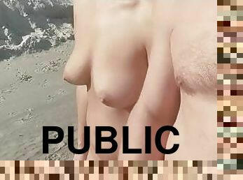 stepfather walks naked with his stepdaughter on a public beach