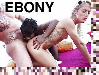 Ebony Goddess And Skinny Blonde Hard Fucked By Very Muscular Man