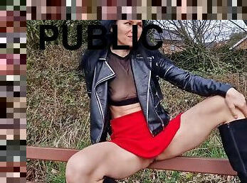 Public nudity without panties so you can see my pussy and pee
